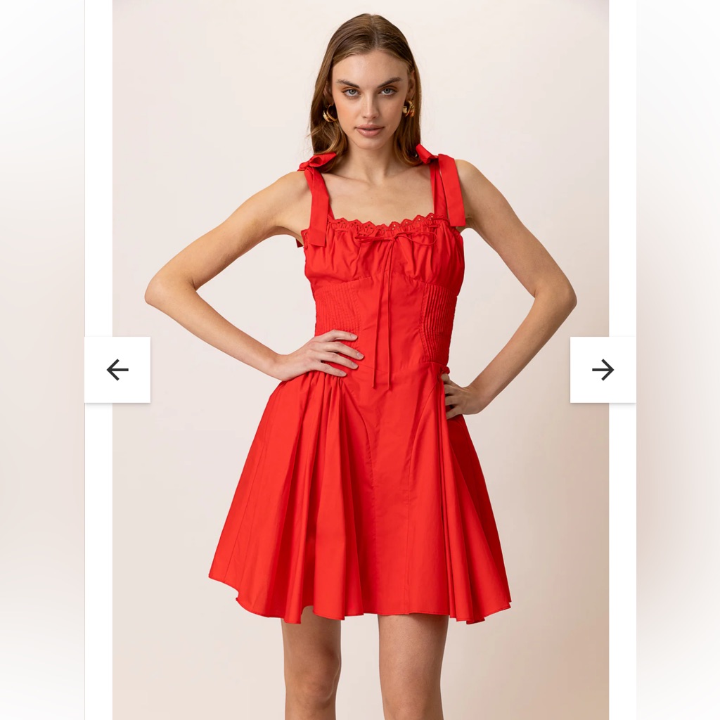 Line & Dot Anessa Red Poplin Lace Trim Corset Style Mini Dress Size Small New